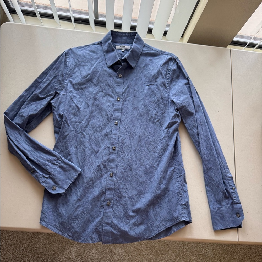 Murano Men's Slate Blue Casual Button-Down Shirt
